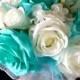 Wedding bouquet, bride bouquet, something blue, bridesmaid bouquet set, customizable, turquoise, wedding flowers