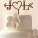 ON SALE Custom wood Initials with heart and arrow cake topper