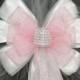 Light Pink Bling Glitter And White Wedding Pew Bows Church Aisle Decorations
