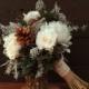 Rustic Winter White Wedding Bouquet, Winter Wedding Bouquet, Winter Brides Bouquet, Woodland Pinecone, Rose and Hydrangea Bridal Bouquet