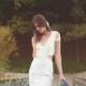 Backless Dress Cap Sleeves Bohemian Wedding Dress Crochet Lace Gown BOHO - "Olsen"