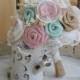Rustic Mint and Blush Pink Bouquet, Burlap Bouquet, Pink and Mint Bridal Bouquet