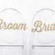 Gold Glitter Bride And Groom Chair Signs