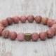 Rhodonite bracelet Gemstone beaded bracelet Pink color stone bracelet Rhodonite jewelry Amulet of protection Healing stone Gem Jewelry