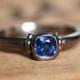 Blue sapphire engagement ring- 14k palladium white gold- white gold sapphire ring - promise ring - Temple ring - custom made to order
