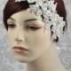 Bridal Headband with crystals, and Tiny Sequins, Crystal Hair Accessories, Crystal and Lace Bridal Headpiece on a Satin Ribbon - 105HP