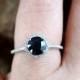 Natural Dark Blue Sapphire & Diamond Halo Engagement Ring 1.5ct 7mm 14k 18k White Yellow Rose Gold-Platinum-Custom made-Wedding-Anniversary