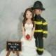 Personalized Wedding Cake Topper Firefighter & Teacher  