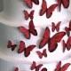 Edible Butterflies Wedding Cake Topper, Red Edible Butterflies, Set of 24 DIY Cake Decor, Edible Cake Decorations, Cupcake Toppers