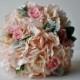 Champagne Hydrangea Bouquet, Silk Wedding Flowers, Bridesmaid Bouquet, Rustic Wedding, Vintage Wedding, Bridal Bouquet, Bride, Bridesmade