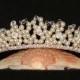 Swarovski Crystal Tiara With Ceramic Roses In Cream Pearl And Clear Crystal