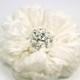 SHOP CLOSING SALE Ivory Bridal Flower Hair Clip with Ruffled Silk Petals and Crystal Rhinestone Centre