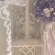 SET; White & Lavendar Purple Flower Girl Lace Floral Tiara Wreath Halo Crown, with White Lavendar Purple Flower Ball Pomander Kissing Ball