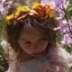 Fall Colors Fairy Flower Headband Garland Crown with Tiger Lilies, Small Sun Flowers, and Fall Oak Leaves, Fall Wedding Crown, Summer Bridal