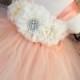 Peach and ivory girls tulle dress, peach and ivory flower girl dress, peach and ivory wedding, girls tulle tutu dress
