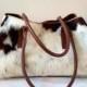 Brown and white cow skin shoulder bag 