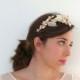Pale peach wax flowers and stamens headpiece / bridal wax flowers / wedding headband / millinery flowers / romantic bride /