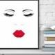 Face print, Lips and Lashes Makeup,  Digital Printable, Minimalist, Wall Decor,  Eyelashes, Fashion print, Lips print, InstantDownloadArt1