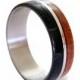 Stainless steel ring with padouk and ebony wood inlay without edges