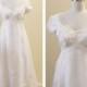 Vintage Bridal 1970's Organza and Flower Applique White Wedding Gown