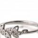 Diamond Art Deco Petal Engagement Ring - 18K White Gold and Diamond engagement ring, leaf ring, unique engagement ring,vintage, halo ring,11