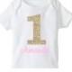 Gold Pink Number Birthday Shirt , Girls 1st Birthday Shirt Or Bodysuit