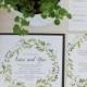 Printable Wedding Invitation, DIY Printable, Watercolour Spring Green Wreath - Invitation Suite
