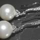 Wedding White Drop Pearl Earrings Swarovski 10mm Pearl Dangle Earrings White Pearl Cz Silver Earrings Bridal Jewelry White Pearl Earrings