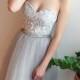 Gray Lace Strapless Wedding Dress Vintage Boho Style