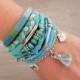 Turquoise Bracelet, Gypsy Bracelet, Seafoam Bracelet, Boho Bracelet Set, Summer Bracelet Tiffany Green, Tassel Bracelet, Turquoise Jewelry