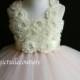 Ivory and blush Flower Girl Tutu Dress Princess Dress with Sash- Big Bow at back 1t 2t 3t 4t 5t Morden Wedding