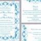 DIY Wedding Invitation Template Set Editable Word File Instant Download Printable Blue Invitation Aqua Blue Invitation Elegant Invitations