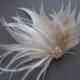Brides Feather Hair Piece Wedding Fascinator Hair Clip IVORY and WHITE bridal hairpiece