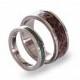 Titanium Wedding Band Set, Patina Copper Ring, Titanium Ring with Malachite Inlay