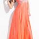 Straps Blue Criss Cross Chiffon Floor Length Ruched Crystals Orange