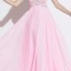 Ruched Crystals Appliques Floor Length Pink One Shoulder Chiffon Blue