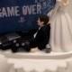 GAME OVER Bride and Groom PS4 Funny Wedding Cake Topper Video Game Groom's Cake