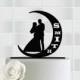 Wedding Cake Topper,Mr & Mrs Cake Topper Wedding,Bride and Groom Cake Toppers,Wedding Cake Decor,Moon Cake Topper,Silhouette Cake Topper
