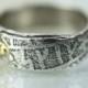 Overlap Sterling Rune Stone Band Ring With Gold Rivet
