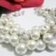 Bridesmaid Jewelry Bridesmaid Bracelet Pearl Wedding Jewelry Pearl Bracelet Chunky Cluster Bracelet, White or Ivory Pearls