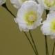 5 White Crepe Paper Wildroses, White flowers for Wedding, White Yellow Paper Flowers Home Decor, White Yellow Garden Party Decoration