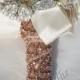 Rose Gold Beaded w/ Rhinestones Bridal Bouquet Bling Jeweled Stem Wrap   ~w/ instructions, ribbon, pins ~fast ship from Houston USA designer