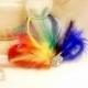 Rainbow Fan Fascinator Hair Comb / Clip. Classy Spring Happy Fun Wedding Statement, Bridal Bride Bridesmaid Couture, Bright Colorful ROYGBIV