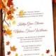 Printable Wedding Invitation Template "Falling Leaves" Make Your Own Wedding Invitations Word.doc Edit Text Instant Download DIY You Print