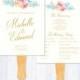 Wedding fan program template, floral watercolor, rustic boho, gold calligraphy, printable, wedding ceremony card, DIY printable