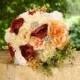 Burgundy Peach Blush White Ivory Large Bouquet Fall Wedding Alternative Keepsake