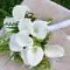 Natural Touch Calla Lilies Bouquet - Silk Wedding Off White Flowers