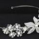 Flower Rhinestone Bridal Headband With Pearls Boho Crystal Butterfly Flora Bridal Headpiece
