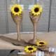 Sunflower Wedding Cake Serving Set & Champagne Glasses / Rustic Wedding / Sunflower Wedding Champagne Glasses / Fall Wedding Cake Knife Set