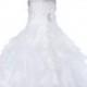 Elegant Stunning Rhinestone ivory Organza Pleated Ruffled Flower girl dress wedding birthday toddler size 4 6 8 10 12 14 16 